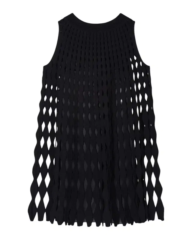 Laser-Cut Mini Shift Dress