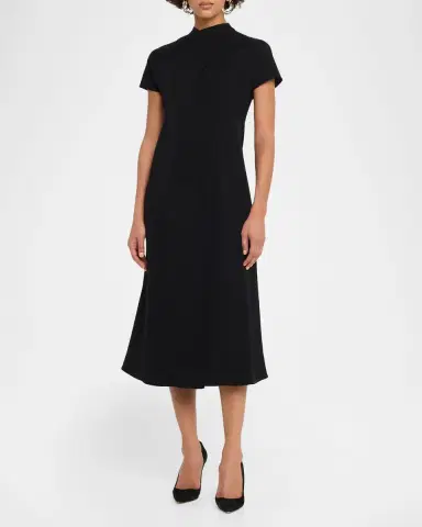 Emporio Armani Pleated Technical Cady Midi Dress | Thumbnail 2