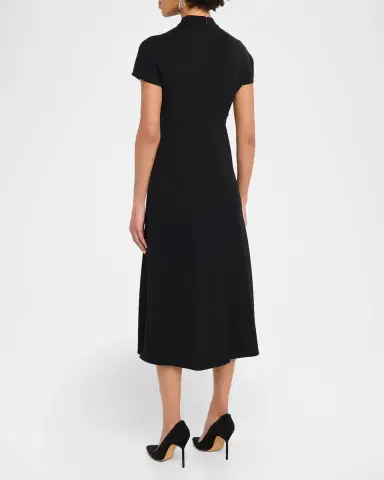 Emporio Armani Pleated Technical Cady Midi Dress | Thumbnail 3