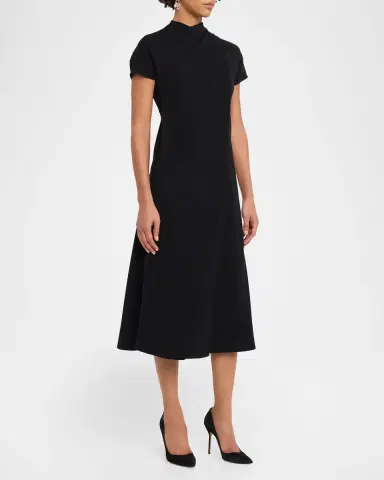 Emporio Armani Pleated Technical Cady Midi Dress | Thumbnail 4