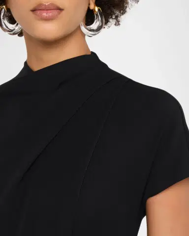 Emporio Armani Pleated Technical Cady Midi Dress | Thumbnail 5