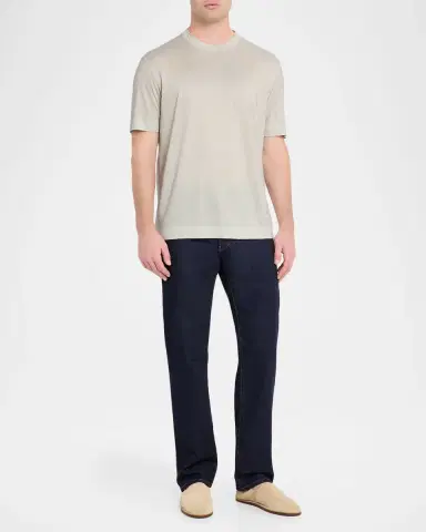 Emporio Armani Men's Lyocell and Cotton Micro-Square Crewneck T-Shirt | Thumbnail 2 Emporio Armani Men's Lyocell and Cotton Micro-Square Crewneck T-Shirt | Thumbnail 2