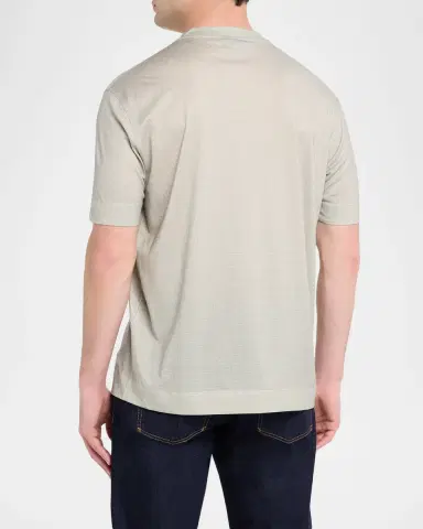 Emporio Armani Men's Lyocell and Cotton Micro-Square Crewneck T-Shirt | Thumbnail 3 Emporio Armani Men's Lyocell and Cotton Micro-Square Crewneck T-Shirt | Thumbnail 3