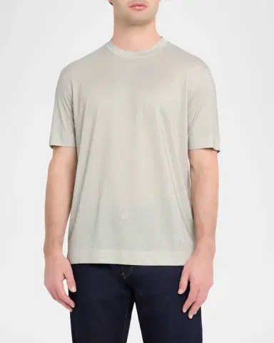 Emporio Armani Men's Lyocell and Cotton Micro-Square Crewneck T-Shirt | Thumbnail 4 Emporio Armani Men's Lyocell and Cotton Micro-Square Crewneck T-Shirt | Thumbnail 4