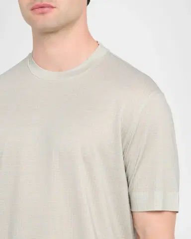 Emporio Armani Men's Lyocell and Cotton Micro-Square Crewneck T-Shirt | Thumbnail 5 Emporio Armani Men's Lyocell and Cotton Micro-Square Crewneck T-Shirt | Thumbnail 5