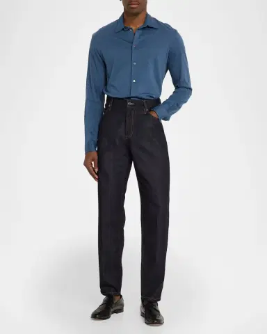 Emporio Armani Denim Mid-Rise Straight-Leg Jeans | Thumbnail 2