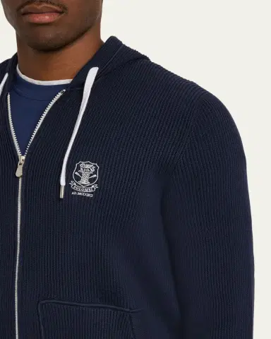 Brunello Cucinelli Men's Logo Cotton Hoodie | Thumbnail 5 Brunello Cucinelli Men's Logo Cotton Hoodie | Thumbnail 5