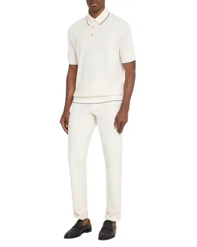 Men 's Jacquard Silk Knit Polo Shirt