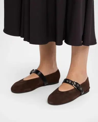 Miu Miu Suede Mary Jane Ballerina Flats | Thumbnail 2
