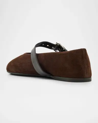 Miu Miu Suede Mary Jane Ballerina Flats | Thumbnail 4