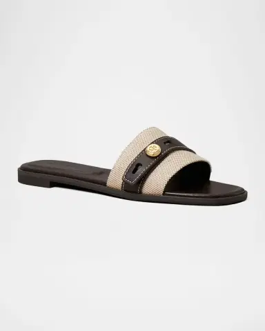 Tory Burch Romy Canvas and Leather Slide Sandals | Thumbnail 5 Tory Burch Romy Canvas and Leather Slide Sandals | Thumbnail 5