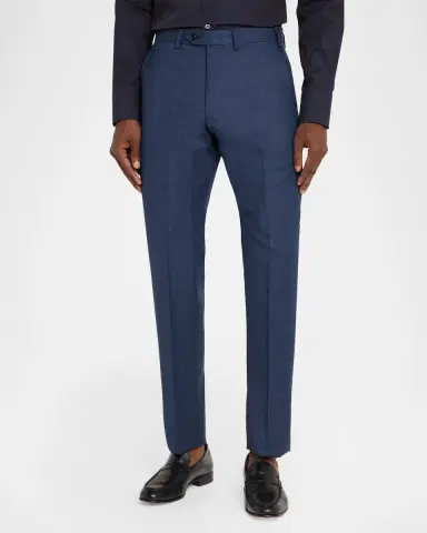 Emporio Armani Men's Textured Wool Tapered Flat-Front Trousers | Thumbnail 4 Emporio Armani Men's Textured Wool Tapered Flat-Front Trousers | Thumbnail 4