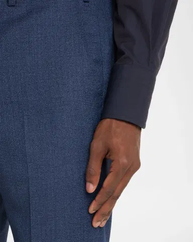 Emporio Armani Men's Textured Wool Tapered Flat-Front Trousers | Thumbnail 5 Emporio Armani Men's Textured Wool Tapered Flat-Front Trousers | Thumbnail 5