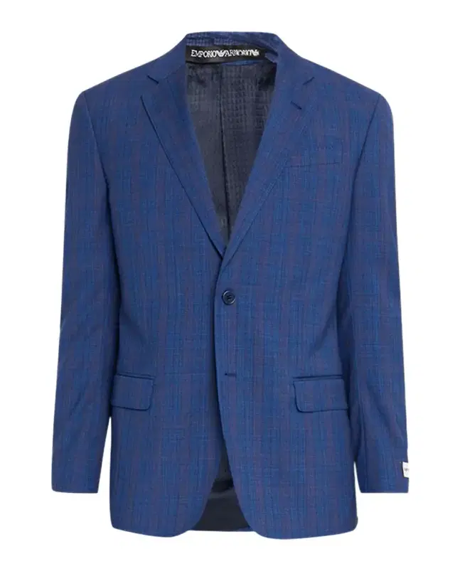 Emporio Armani Prince of Wales Check Wool Single-Breasted Blazer