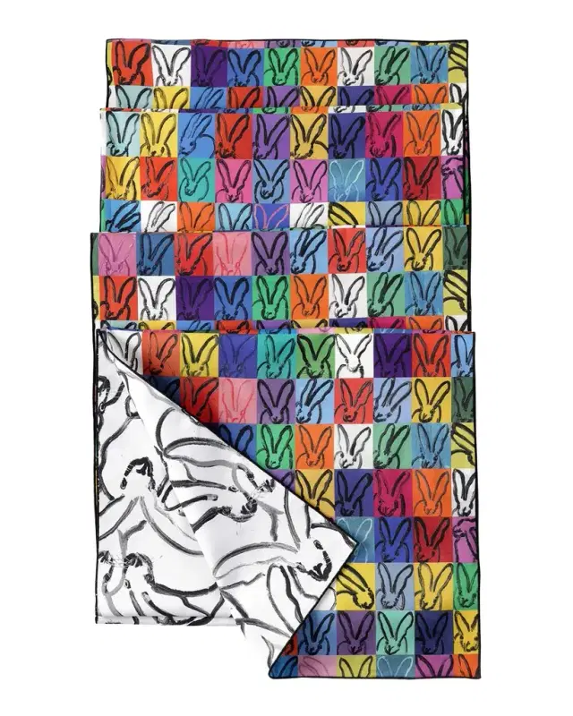 Hunt Slonem Rabbit Rabbit Reversible Table Runner, 15" x 108"