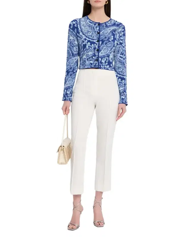Paisley Crop Crewneck Cardigan