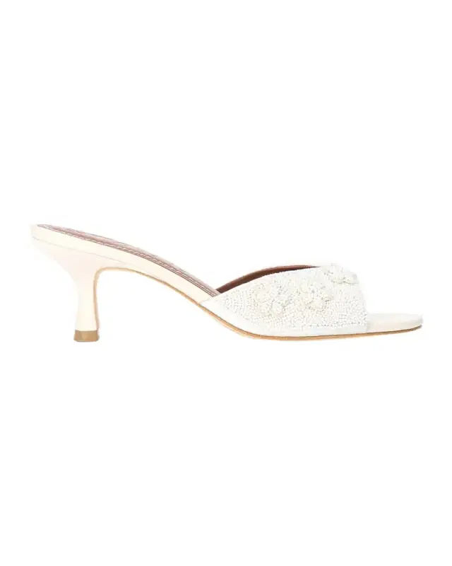 60mm Brigitte Beaded Satin Kitten-Heel Mules