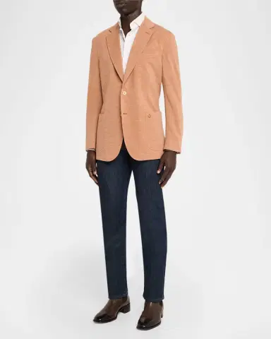 Stefano Ricci Men's Wool Jersey Knit Single-Breasted Blazer | Thumbnail 2 Stefano Ricci Men's Wool Jersey Knit Single-Breasted Blazer | Thumbnail 2