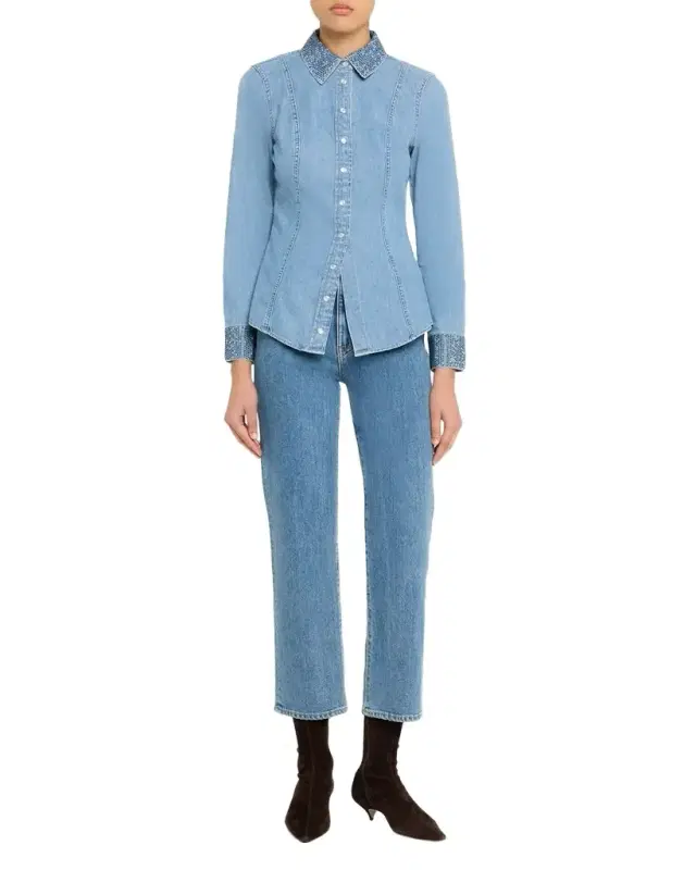 Noah Denim Crystal-Trim Shirt