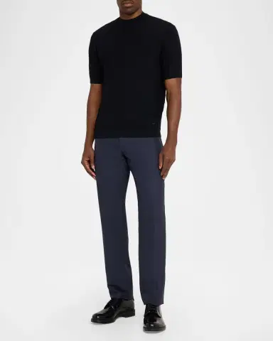 Emporio Armani Men's Wool Honeycomb Jacquard Short-Sleeve Sweater | Thumbnail 2 Emporio Armani Men's Wool Honeycomb Jacquard Short-Sleeve Sweater | Thumbnail 2