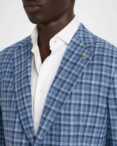Stefano Ricci Men's Wool, Silk and Cotton Check Sport Coat | Thumbnail 4