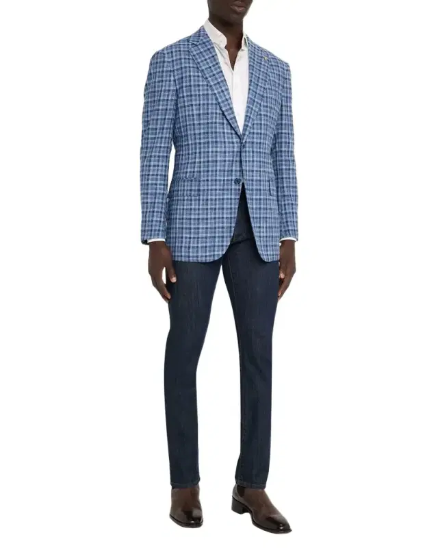 Men's Wool, Silk and Cotton Check Sport Coat