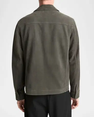 Vince Men's Nubuck Leather Trucker Jacket | Thumbnail 2 Vince Men's Nubuck Leather Trucker Jacket | Thumbnail 2