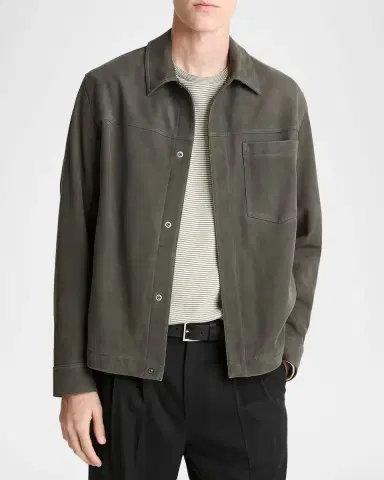 Vince Men's Nubuck Leather Trucker Jacket | Thumbnail 3 Vince Men's Nubuck Leather Trucker Jacket | Thumbnail 3