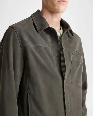 Vince Men's Nubuck Leather Trucker Jacket | Thumbnail 4 Vince Men's Nubuck Leather Trucker Jacket | Thumbnail 4
