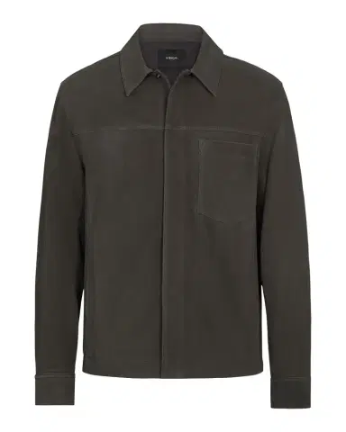 Vince Men's Nubuck Leather Trucker Jacket | Thumbnail 1 Vince Men's Nubuck Leather Trucker Jacket | Thumbnail 1
