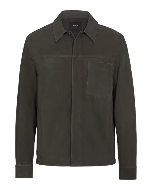 Vince Men's Nubuck Leather Trucker Jacket