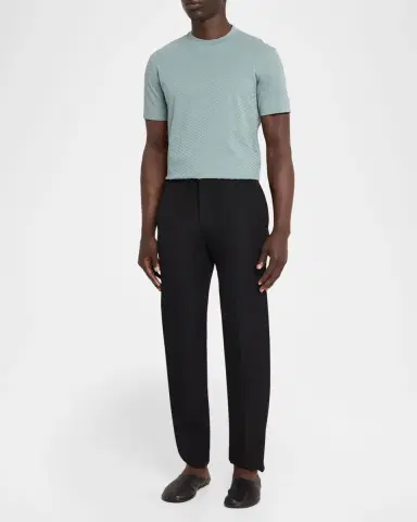 Emporio Armani Men's Cotton Jacquard Crewneck T-Shirt | Thumbnail 2 Emporio Armani Men's Cotton Jacquard Crewneck T-Shirt | Thumbnail 2