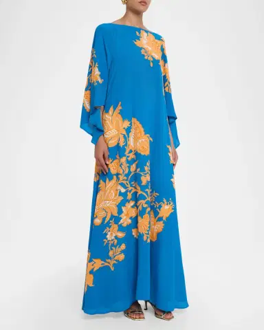 Etro Floral Print Flutter-Sleeve Maxi Dress | Thumbnail 3