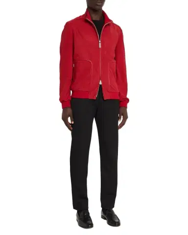 Stefano Ricci Men's Perforated Suede Zip-Pocket Blouson | Thumbnail 1