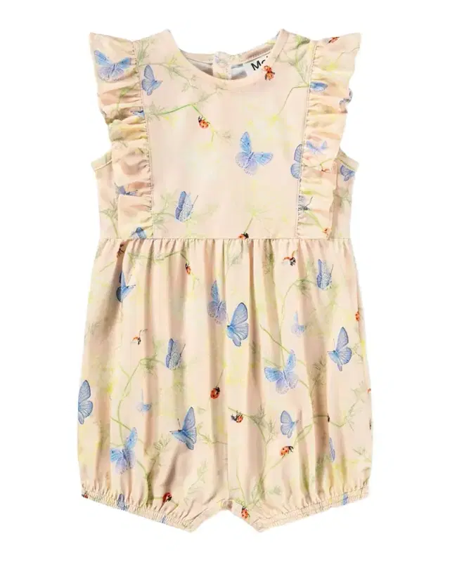 Girl 's Felicia Floral-Print Organic Cotton Romper, Size 3M-18M