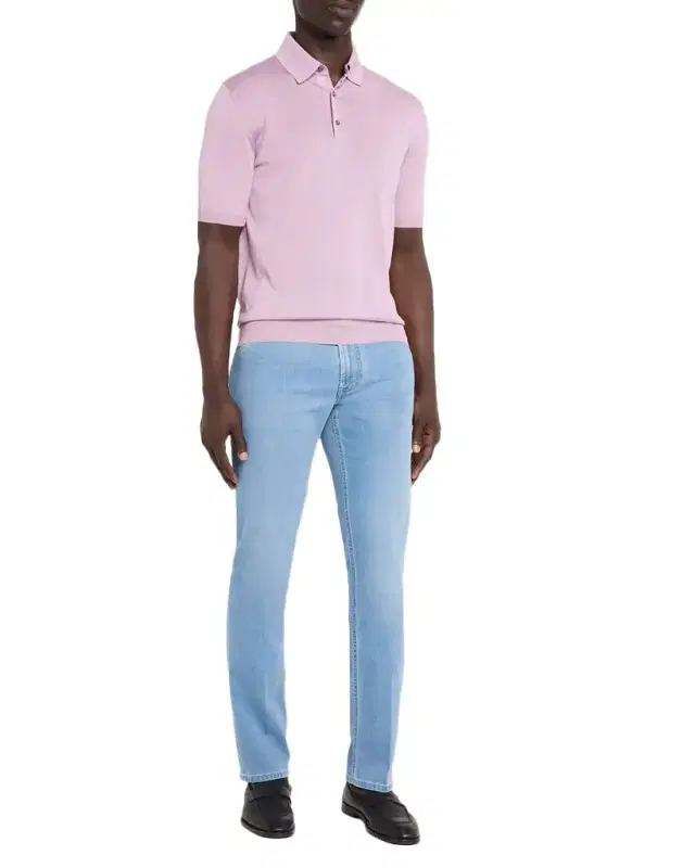 Men 's Silk Knit Polo Shirt