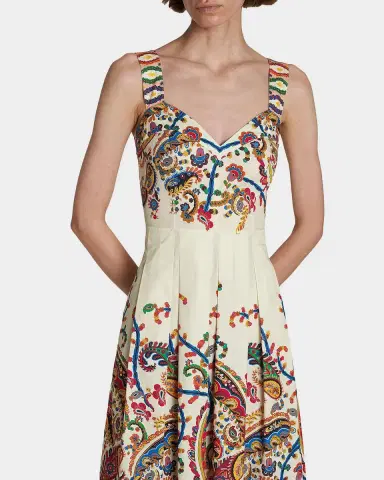 Etro Paisley Pleated Cotton Midi Dress | Thumbnail 4 Etro Paisley Pleated Cotton Midi Dress | Thumbnail 4