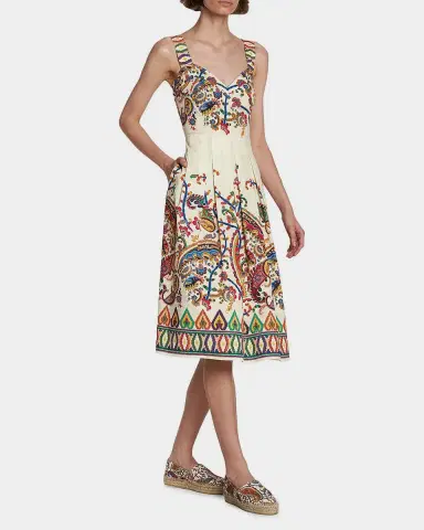 Etro Paisley Pleated Cotton Midi Dress | Thumbnail 5 Etro Paisley Pleated Cotton Midi Dress | Thumbnail 5