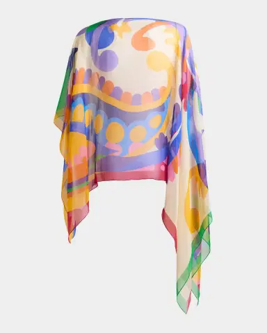 Etro Asymmetric Printed Silk Poncho | Thumbnail 2