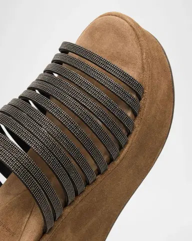 Brunello Cucinelli 80mm Suede Monili Platform Sandals | Thumbnail 4 Brunello Cucinelli 80mm Suede Monili Platform Sandals | Thumbnail 4
