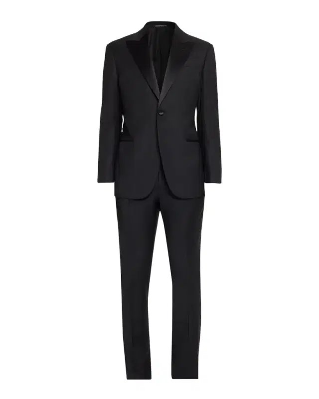 Men 's G Line Jacquard Wool Satin-Trim Two-Piece Suit