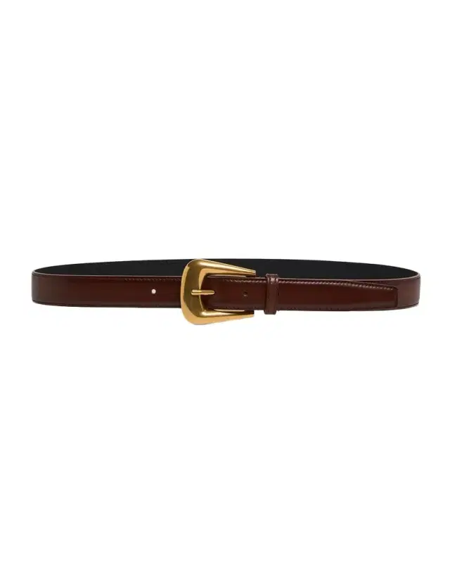 Saint Laurent Folk Buckle Belt in Calfskin Leather