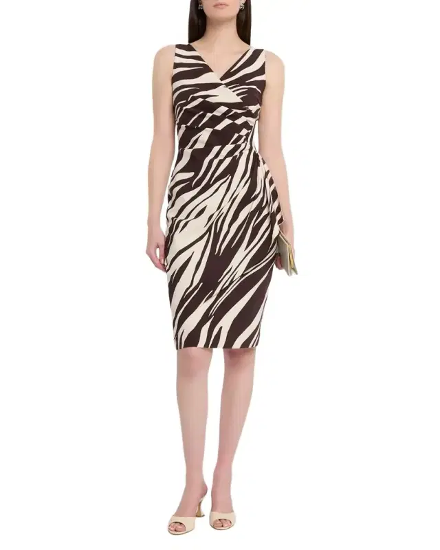 Charisse Pleated Animal-Print Dress