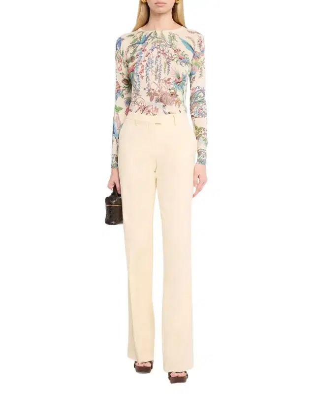Paisley Jacquard Bootcut-Leg Trousers