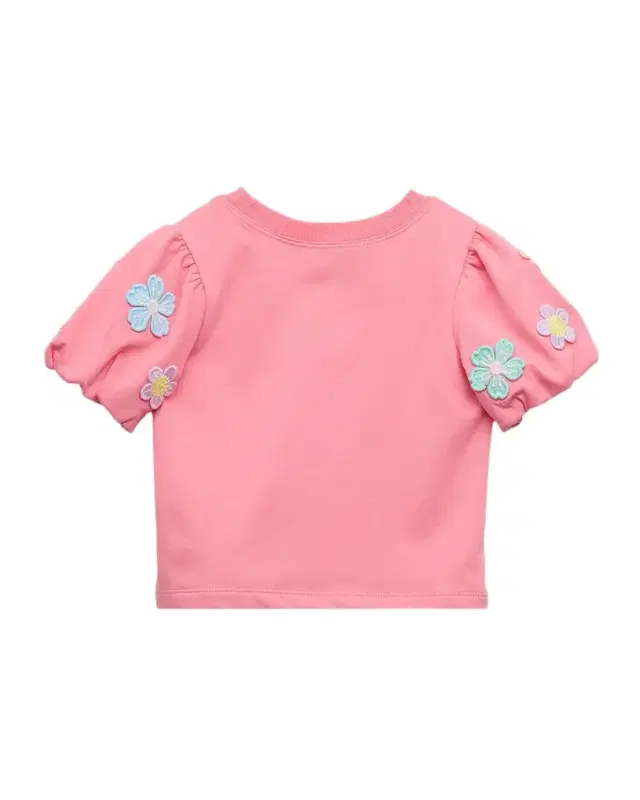Girl 's Floral Embroidered Puff-Sleeve Top, Size 2T-10
