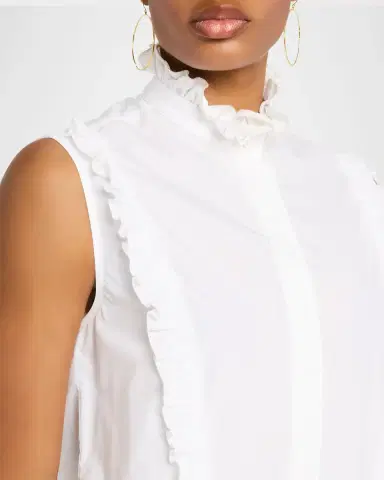 FABIANA FILIPPI Sleeveless Ruffle-Trim Cotton Poplin Shirt | Thumbnail 4 FABIANA FILIPPI Sleeveless Ruffle-Trim Cotton Poplin Shirt | Thumbnail 4