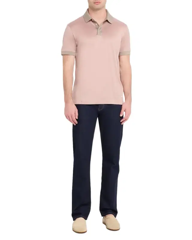Men 's Lyocell and Cotton Contrast-Trim Polo Shirt