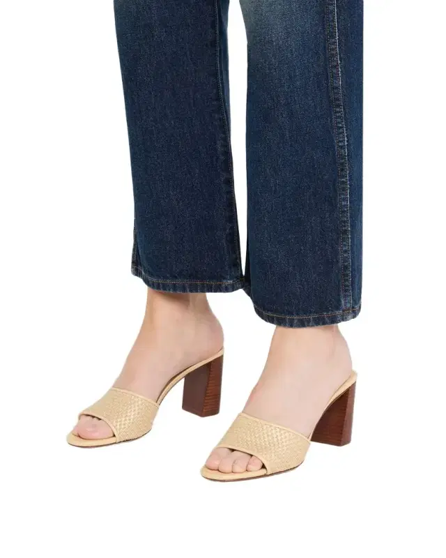Galessa Raffia & Leather Block-Heel Sandals