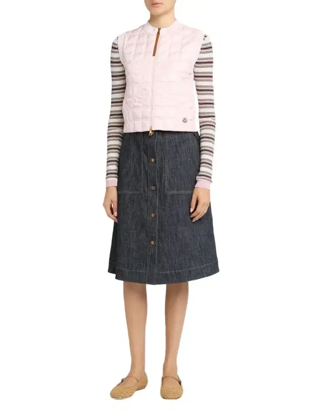 Floral-Quilted Cropped Down Vest