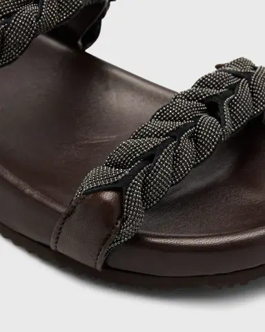 Brunello Cucinelli Braided Monili Leather Slide Sandals | Thumbnail 5 Brunello Cucinelli Braided Monili Leather Slide Sandals | Thumbnail 5